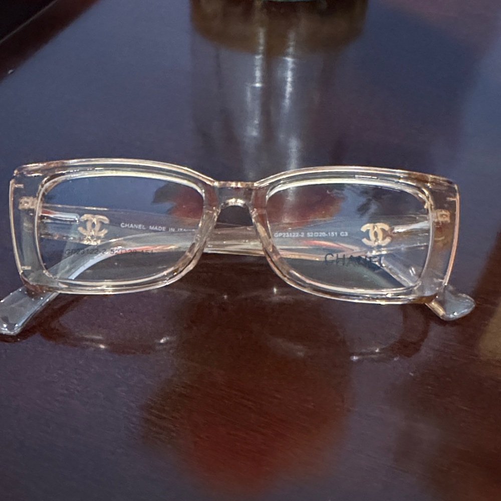 Chanel Clear Rectangular Glasses With Logo - image 1